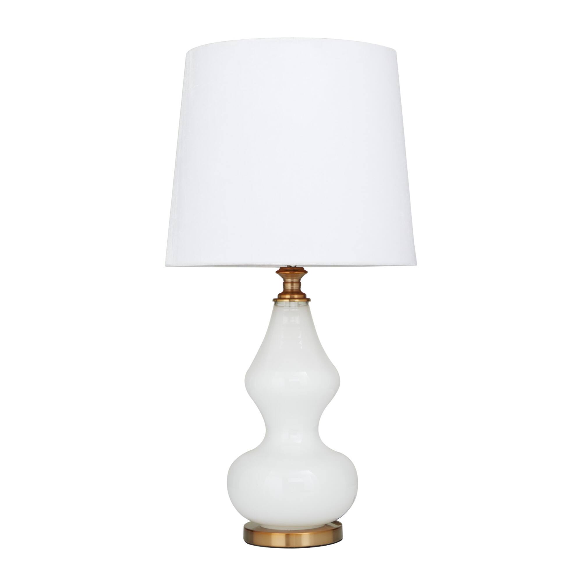 White Glass Table Lamp 15" x 15" x 29"